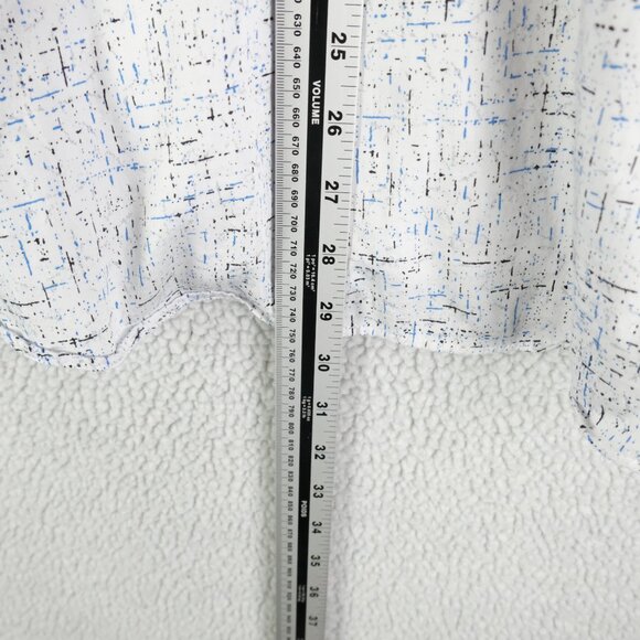 Au Noir Shirt Mens 5 White Blue Button Up Striped Geometric Long Sleeve - Picture 5 of 11